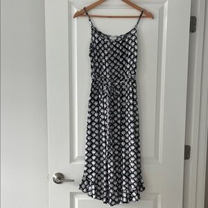 J. Crew Black and White Shell-Print Midi Dress